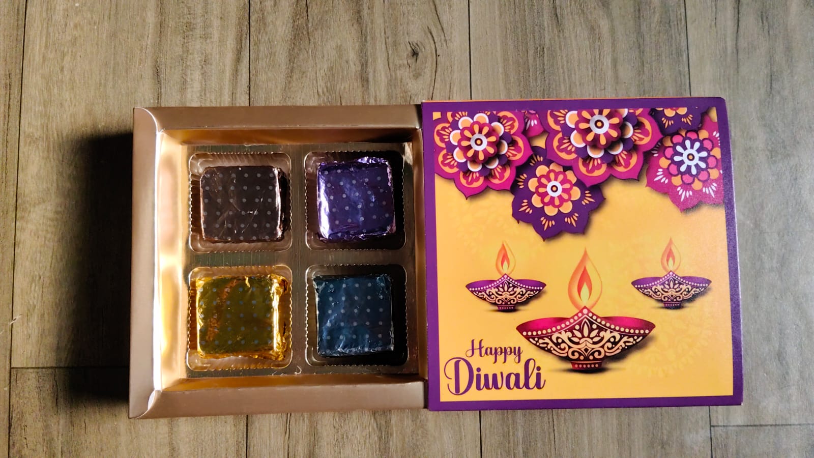 Mishka's Premium Assorted 4 Chocolate Gift Box - Happy Diwali Special